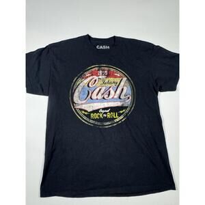 Johnny Cash Graphic T-Shirt Mens Large Black Rock n Roll Band Tee